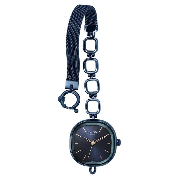 Titan Raga Blue Rectangular Dial Metal Strap Analog Watch for Women - Image 3