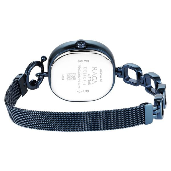 Titan Raga Blue Rectangular Dial Metal Strap Analog Watch for Women - Image 5