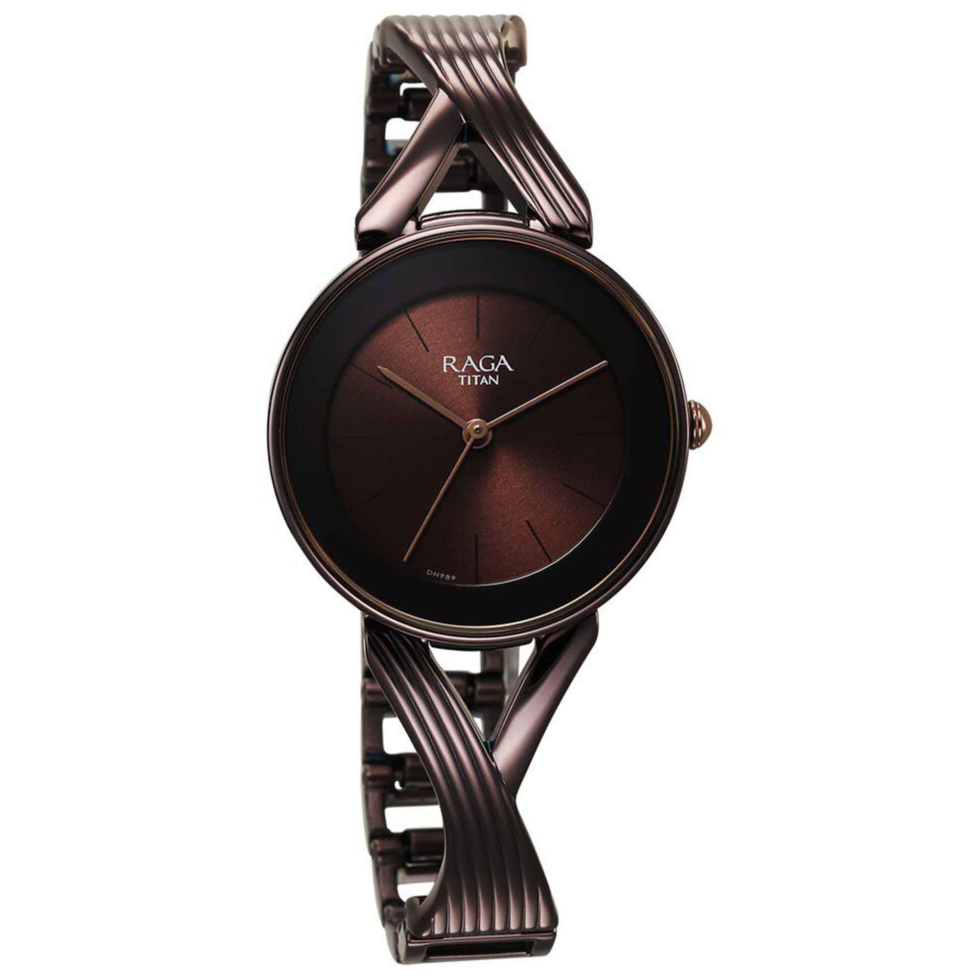 Titan Raga Chic Quartz Analog Brown Dial Metal Strap Watch for Women - Image 2