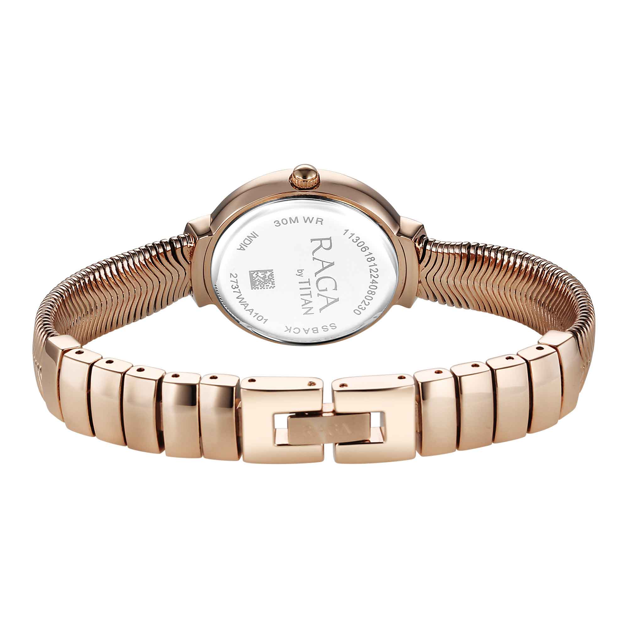 Titan Raga Mother of Pearl Dial Rose Gold Metal Strap Analog Watch for Women - Image 5