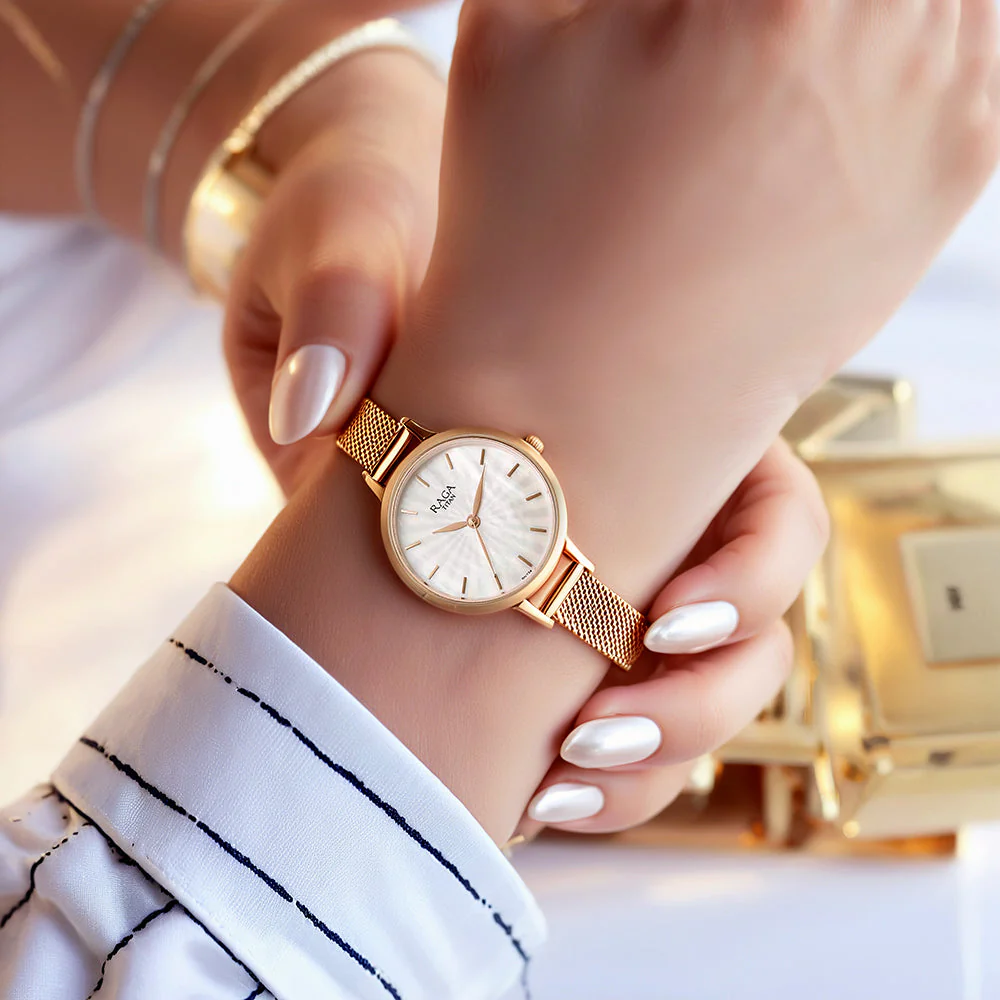 Titan Raga Power Pearls Quartz Analog Mother Of Pearl Dial Metal Strap Watch for Women - Image 8