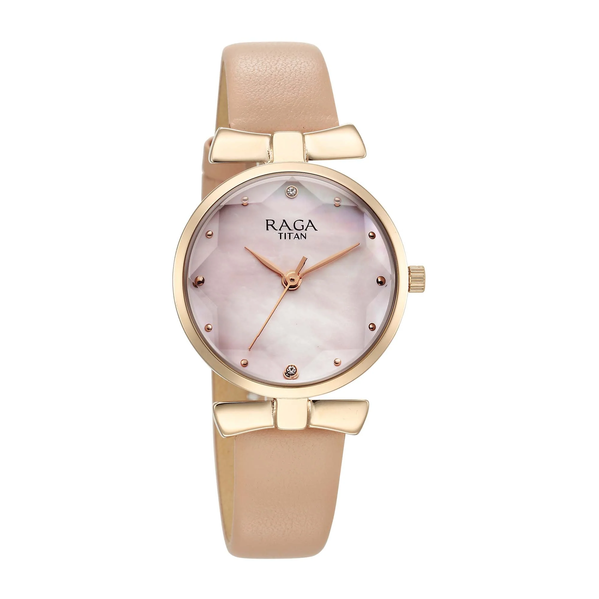 Titan Raga Showstopper Quartz Analog Pink Dial Leather Strap Watch For Women - Image 2