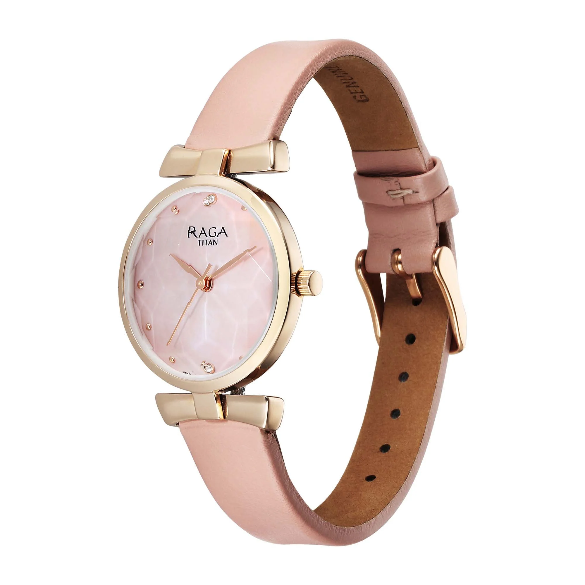 Titan Raga Showstopper Quartz Analog Pink Dial Leather Strap Watch For Women - Image 3