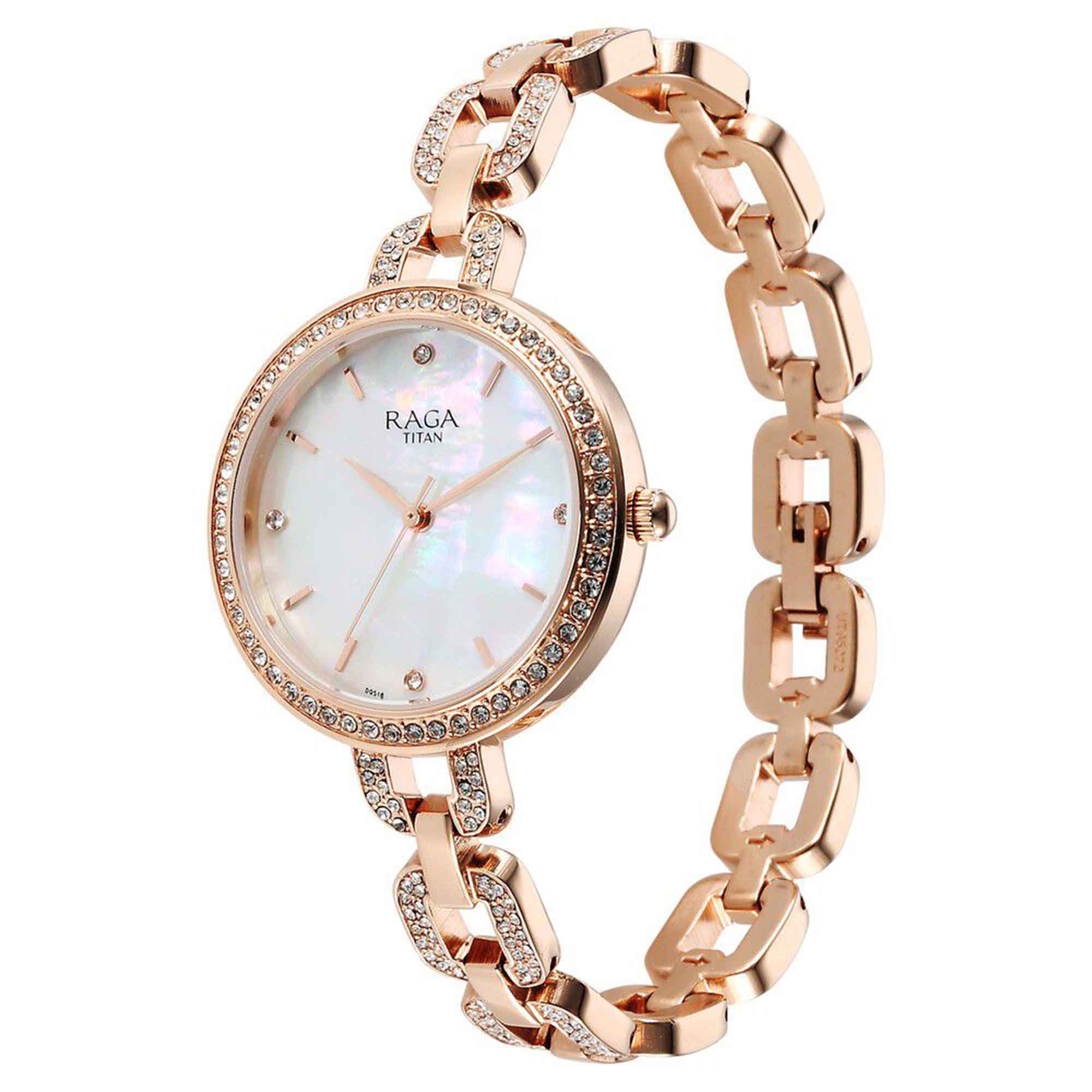 Titan Raga Showstopper Quartz Analog Mother Of Pearl Dial Rose Gold Metal Strap Watch For Women - Image 3