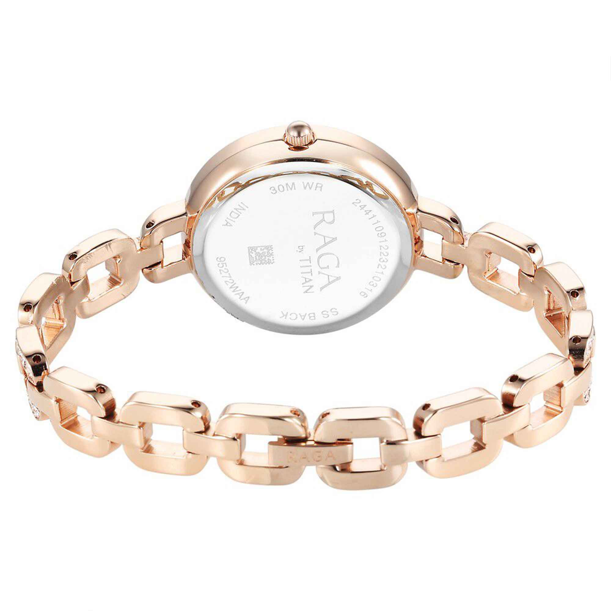 Titan Raga Showstopper Quartz Analog Mother Of Pearl Dial Rose Gold Metal Strap Watch For Women - Image 5