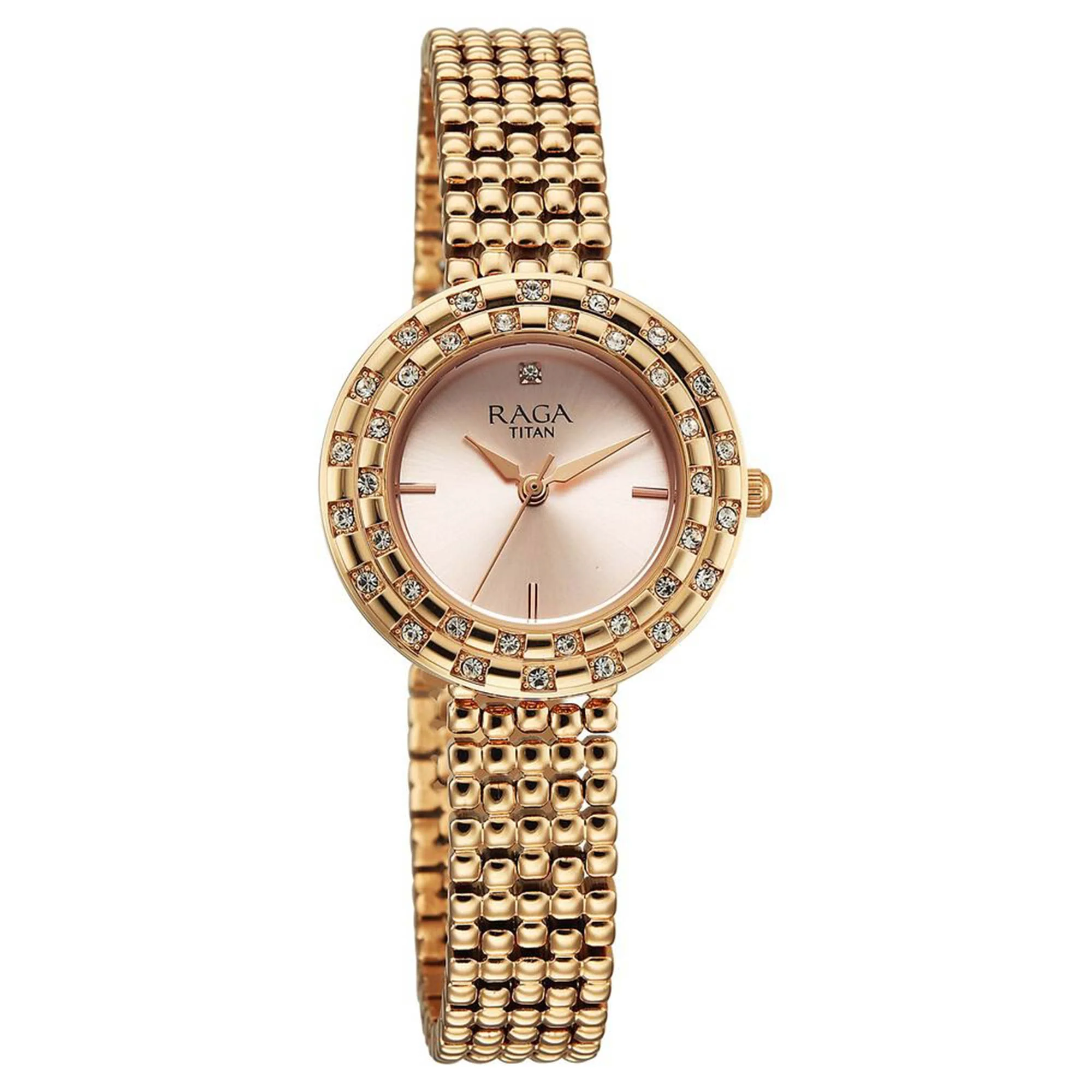 Titan Raga Showstopper Quartz Analog Rose Gold Dial Metal Strap Watch For Women - Image 2