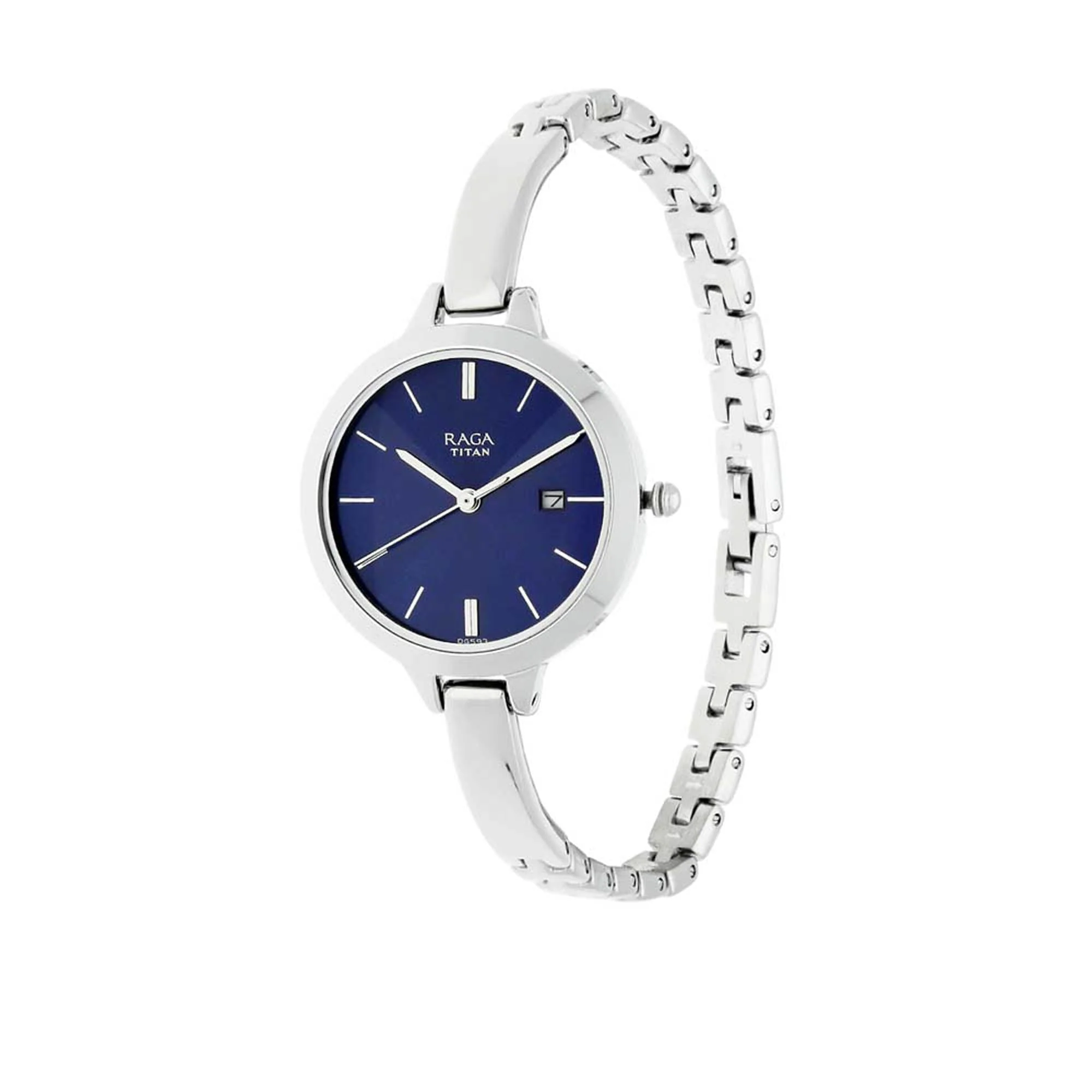 Titan Raga Viva Blue Dial Analog with Date Metal Strap Watch for Women - Image 3