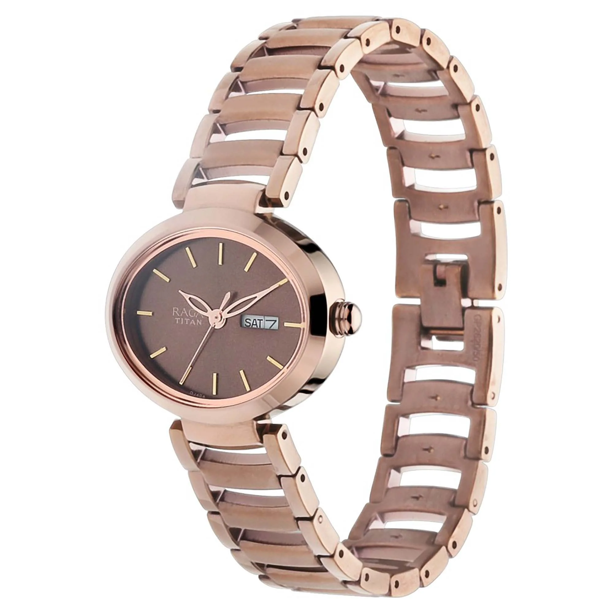 Titan Raga Viva Brown Dial Analog with Day and Date Metal Strap Watch for Women - Image 2