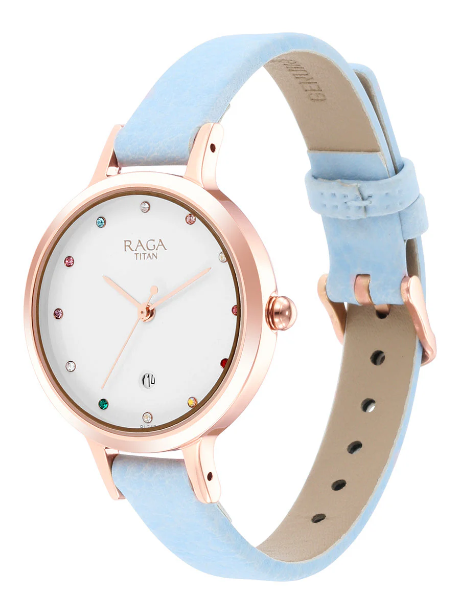 Titan Raga Viva Quartz Analog with Date White Dial Women Watch With Leather Strap - Image 3