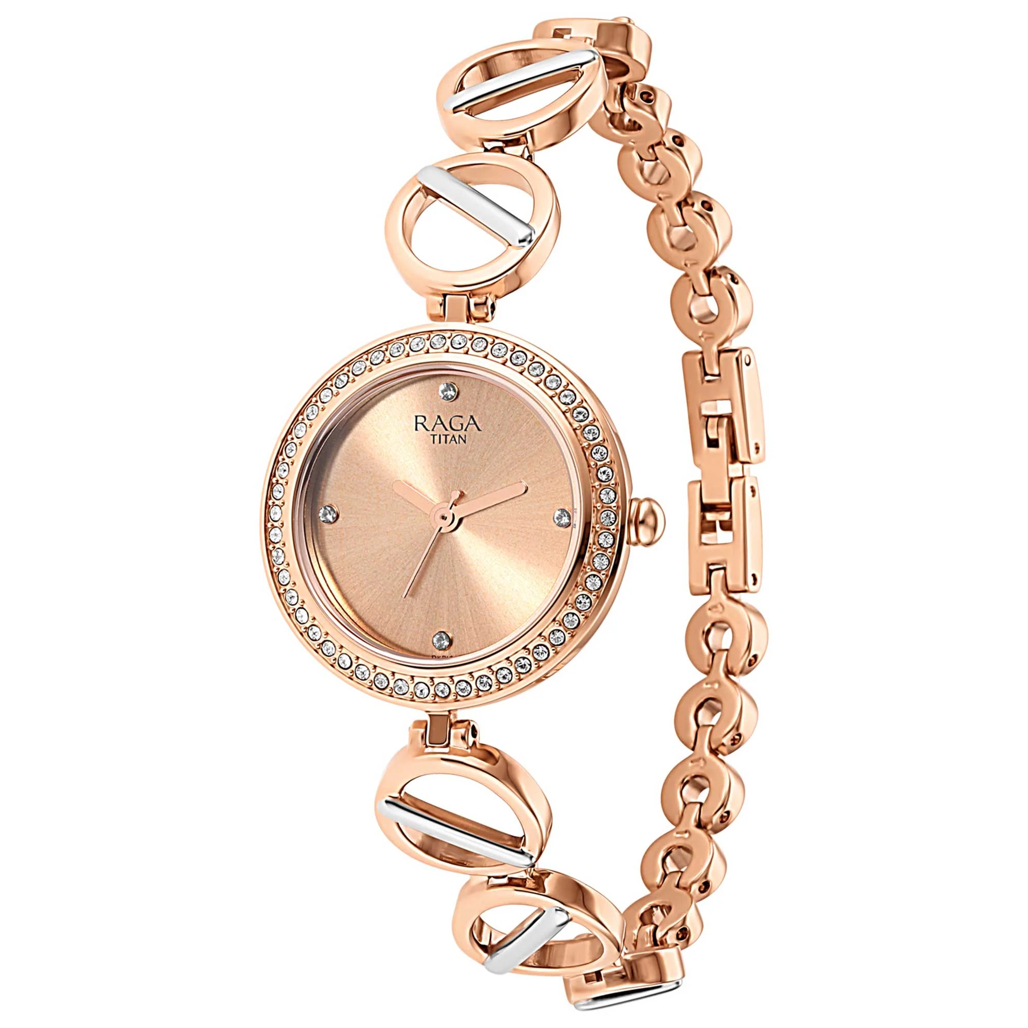 Titan Raga Viva Quartz Analog Rose Gold Dial Two Toned Metal Strap Watch For Women - Image 5