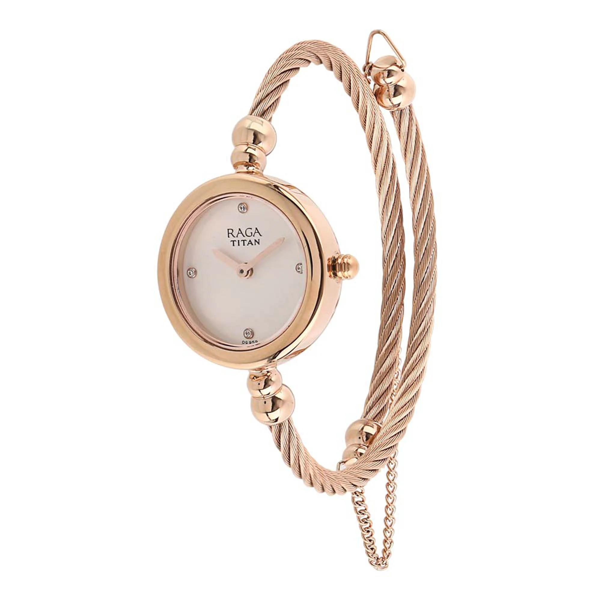 Titan Quartz Analog White Dial Metal Strap Watch for Women - Image 2