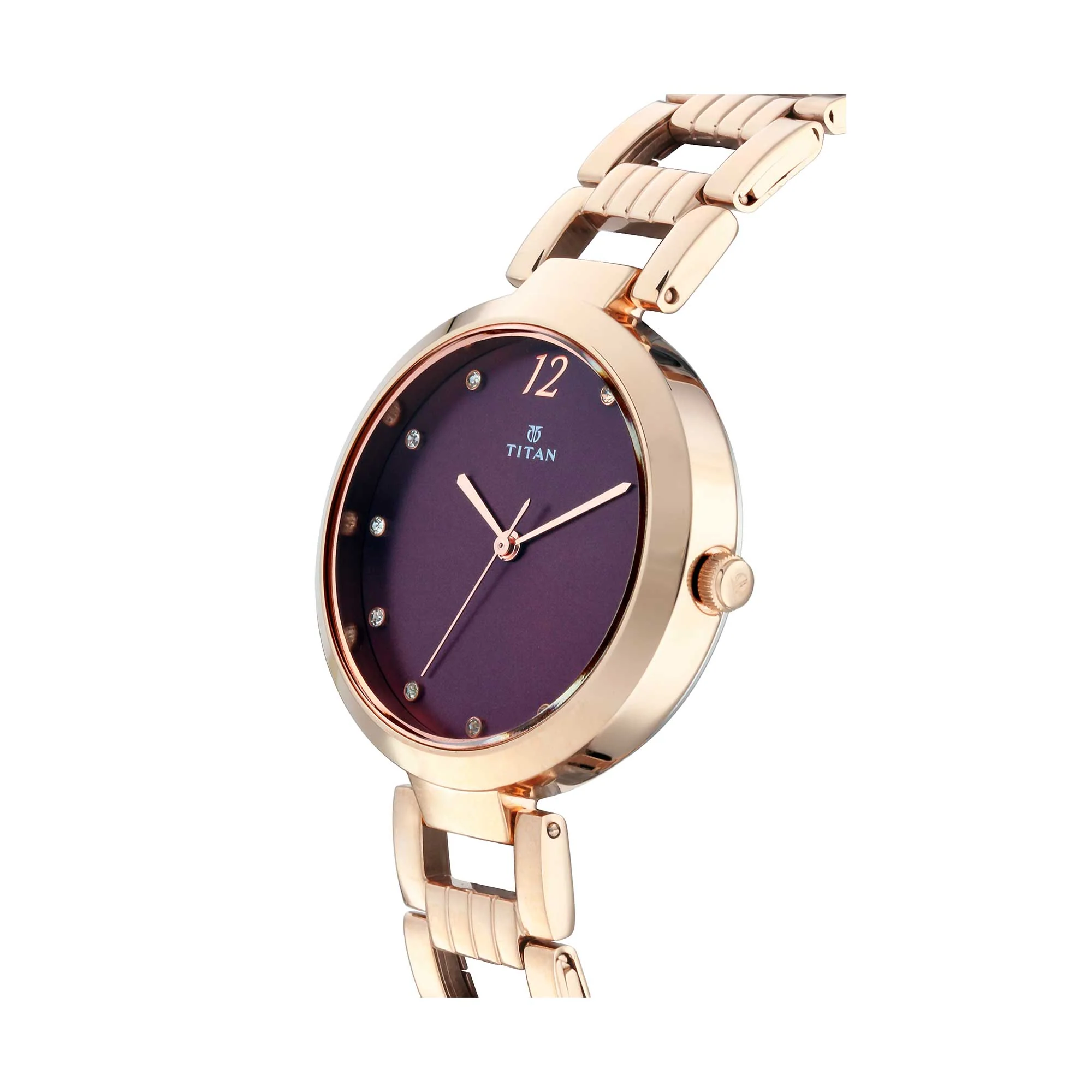 Titan Sparkle Purple Dial Analog Stainless Steel Strap Watch for Women - Image 4
