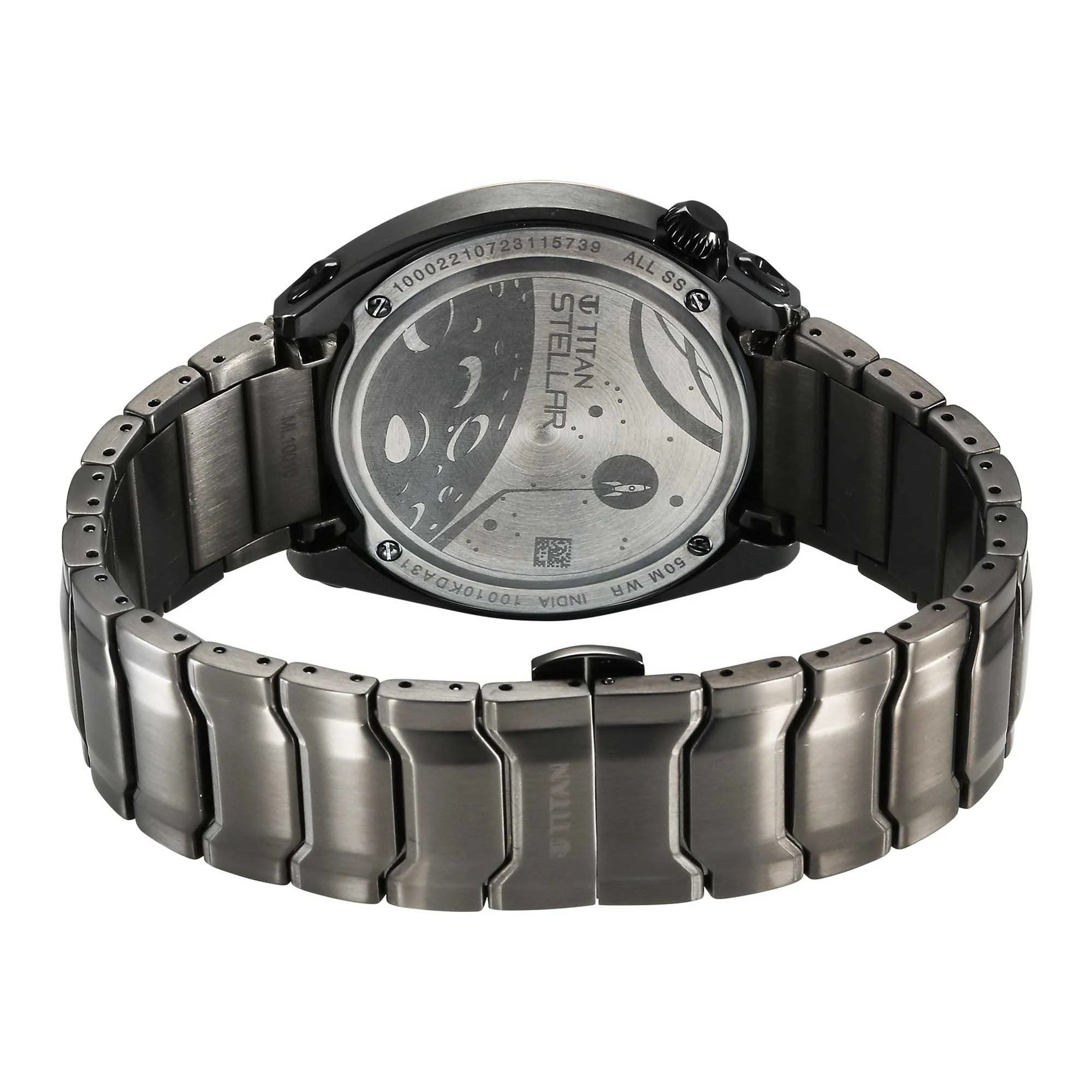 Titan Stellar Quartz Multifunction Black Dial Stainless Steel Strap Watch for Men - Image 5