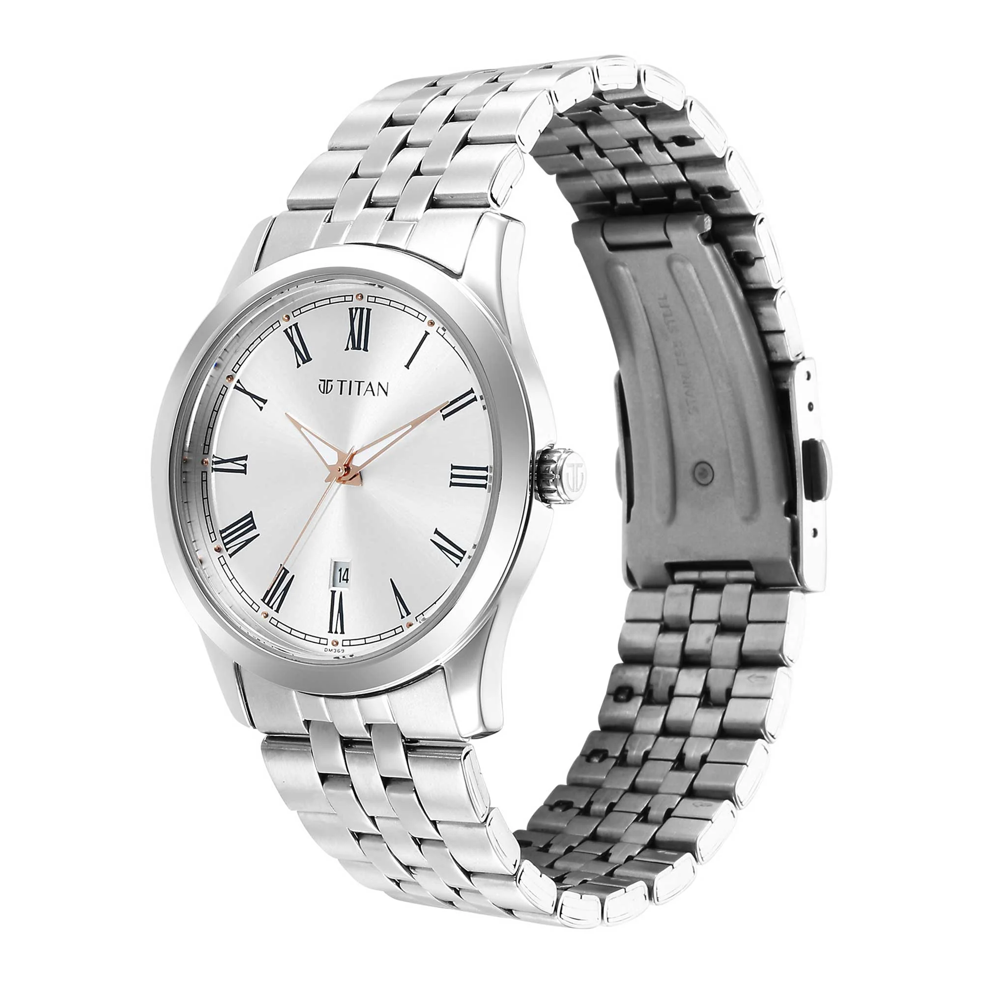 Titan Urban Analog Silver White Dial Metal Strap Watch for Men 1823SM05 - Image 3