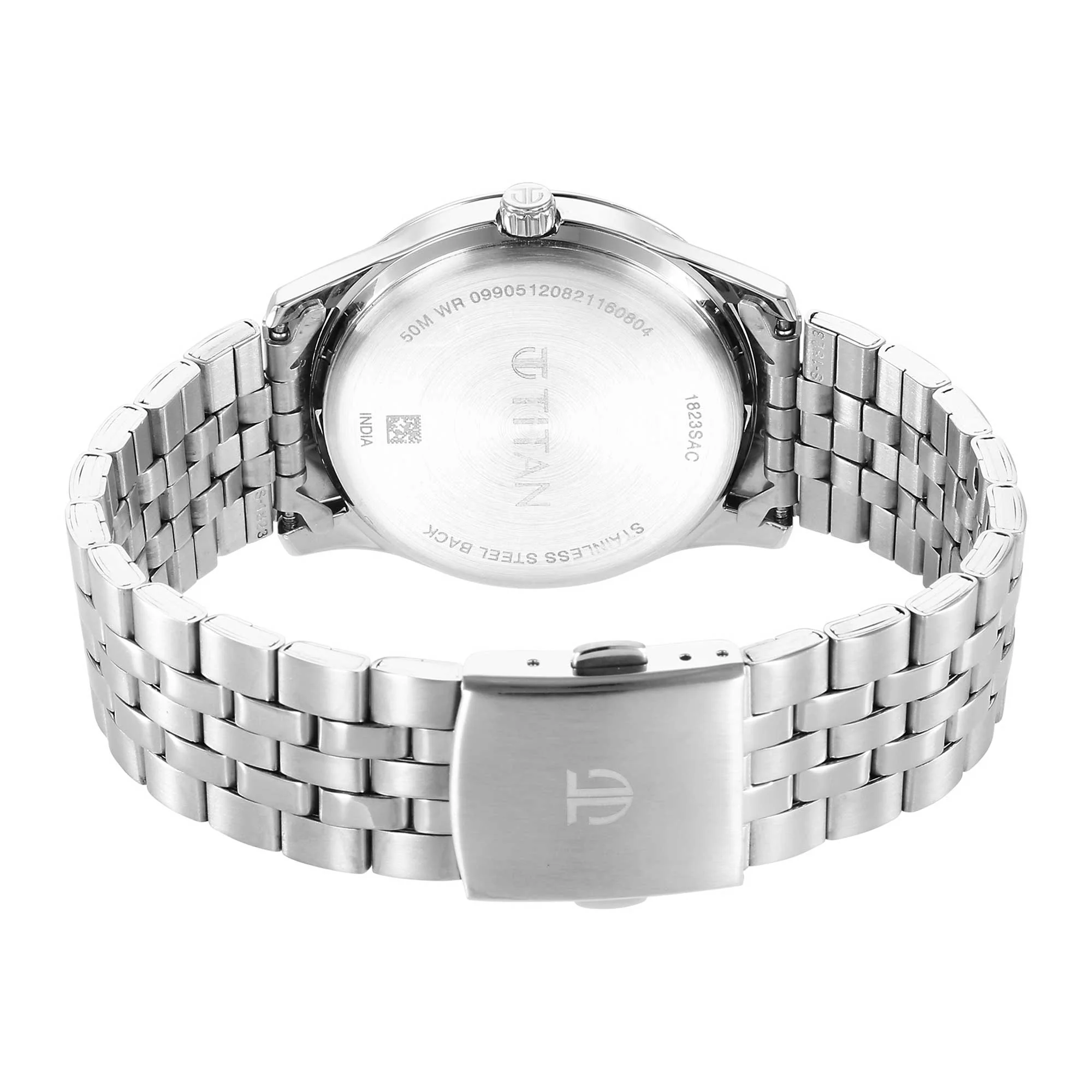 Titan Urban Analog Silver White Dial Metal Strap Watch for Men 1823SM05 - Image 5