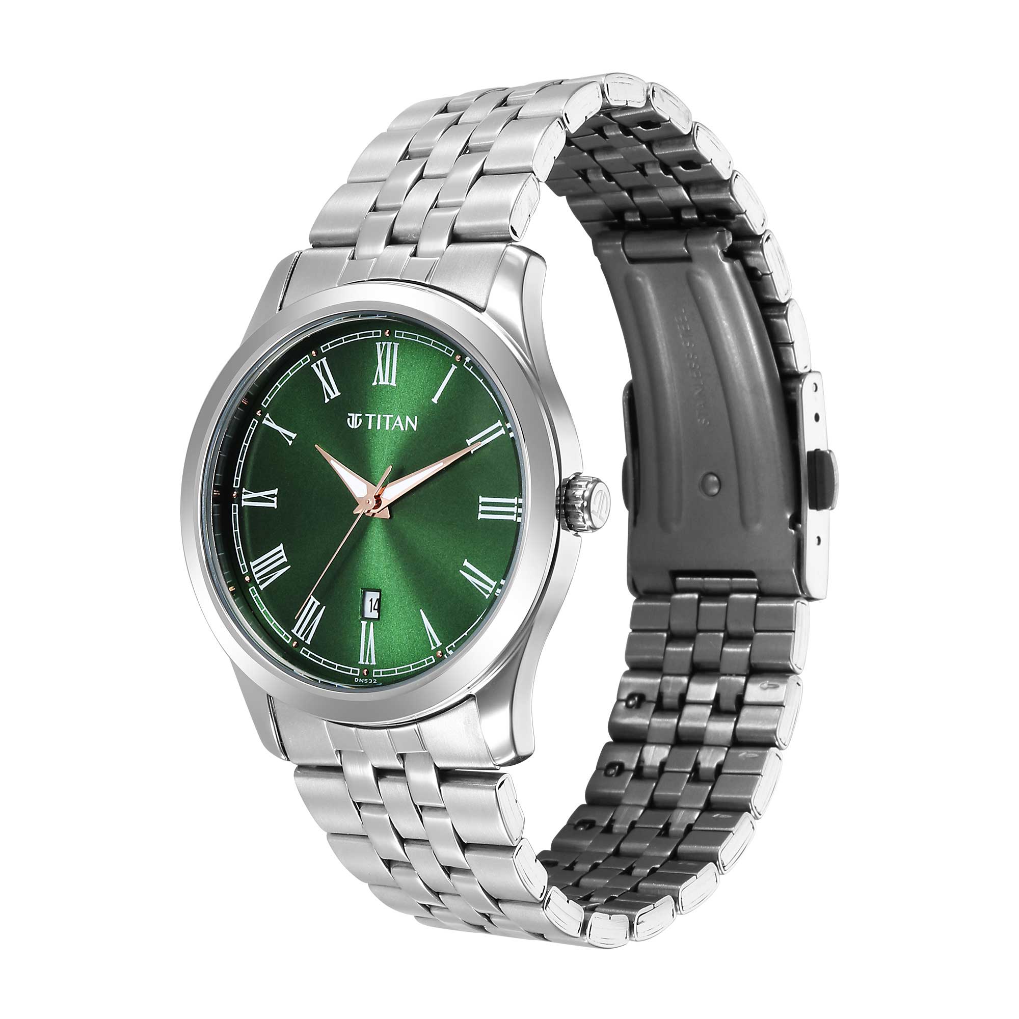 Titan Urban Green Dial Analog Metal Strap Watch for Men - Image 3