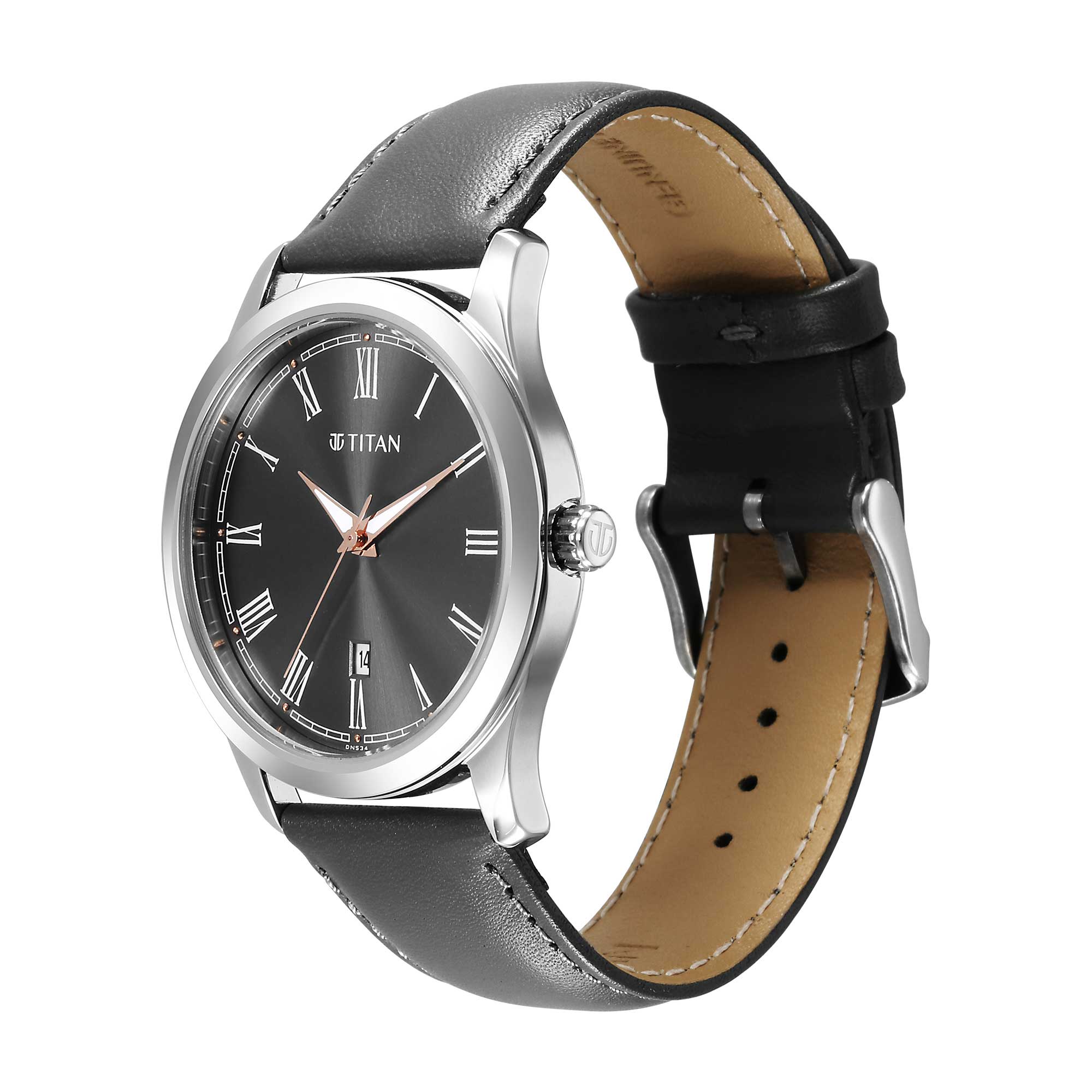 Titan Urban Grey Dial Analog Leather Strap Watch for Men - Image 3