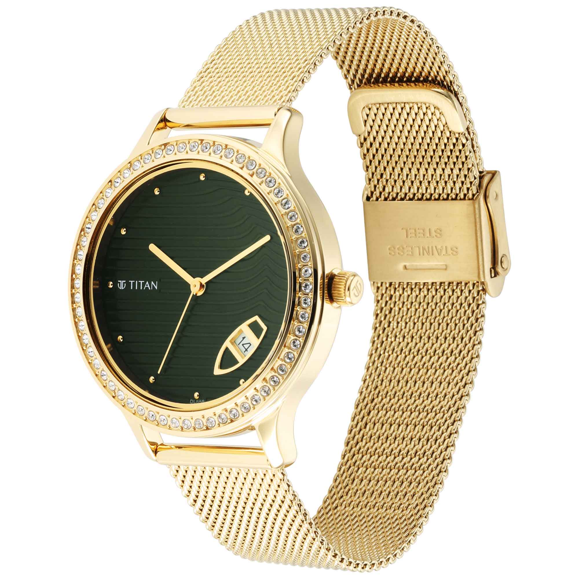 Titan Wander Green Dial Women Watch With Stainless Steel Strap - Image 4
