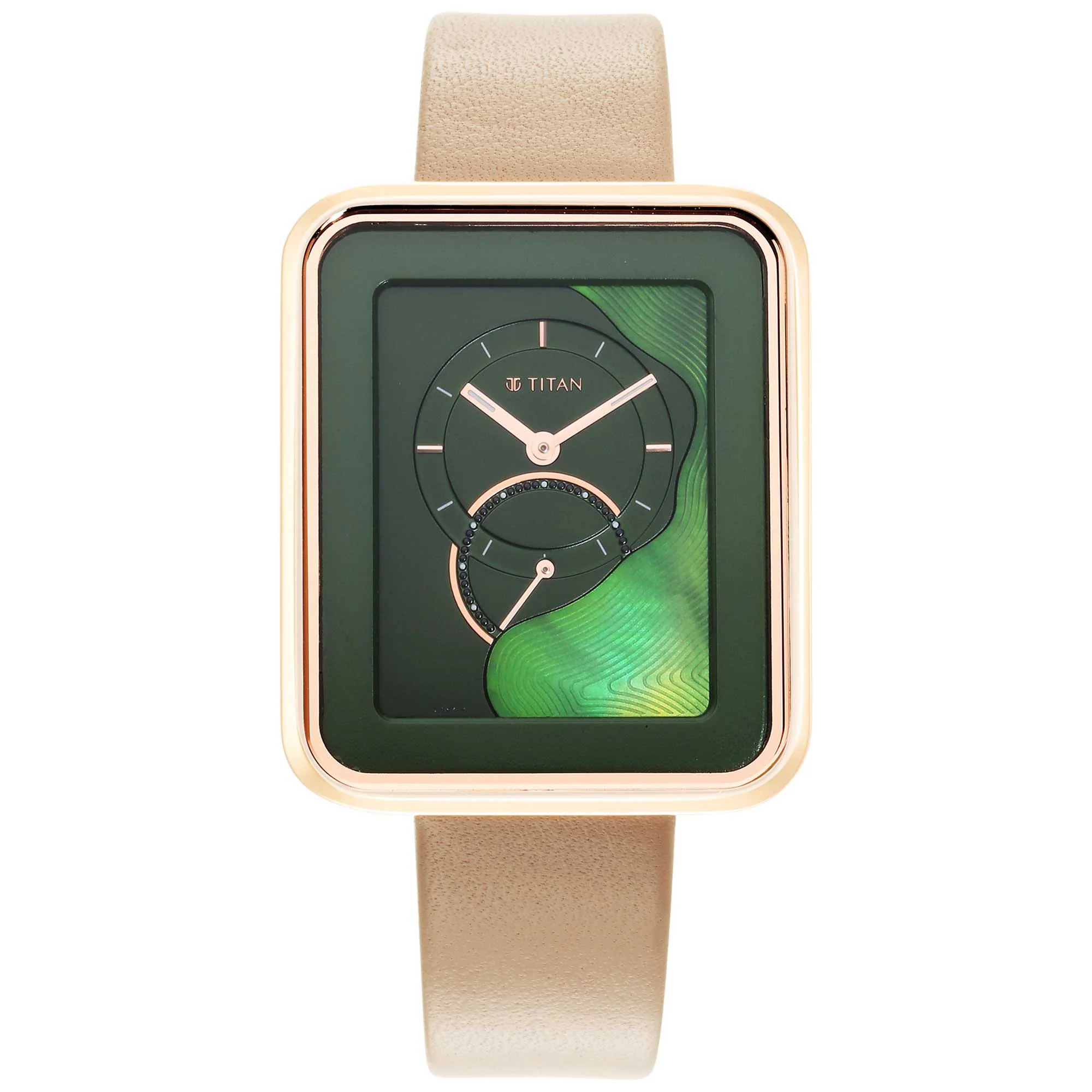 Titan Wander Green MOP Analog Leather Strap watch for Women - Image 3