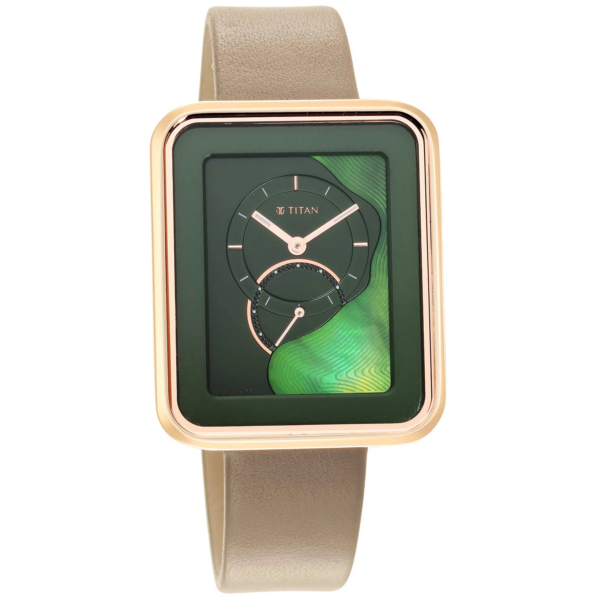 Titan Wander Green MOP Analog Leather Strap watch for Women - Image 4