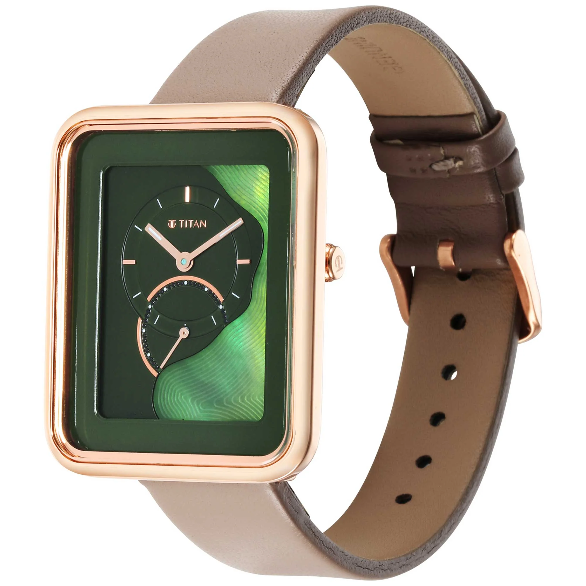 Titan Wander Green MOP Analog Leather Strap watch for Women - Image 5