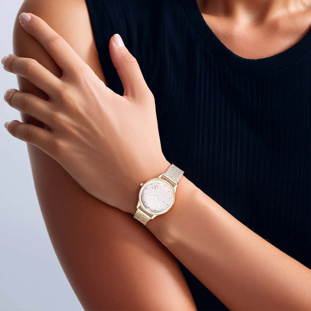 Titan Wander Light Brown Dial Analog Stainless Steel Strap Watch for Women 2634WM04 - Image 6