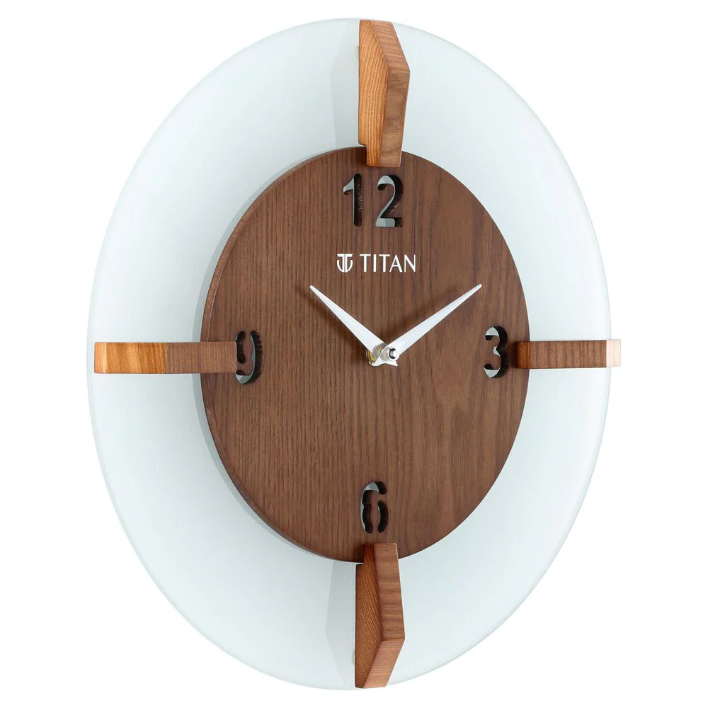 Titan Wood & Glass Fusion Wall Clock - 32 cm x 32 cm (Medium) - Image 3