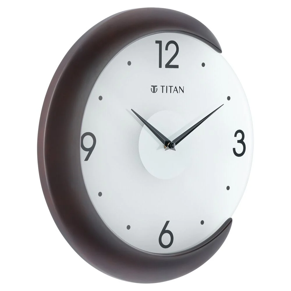 Titan Wooden Half Moon Wall Clock with Glass Dial - 32 cm x 31 cm (Medium) - Image 3