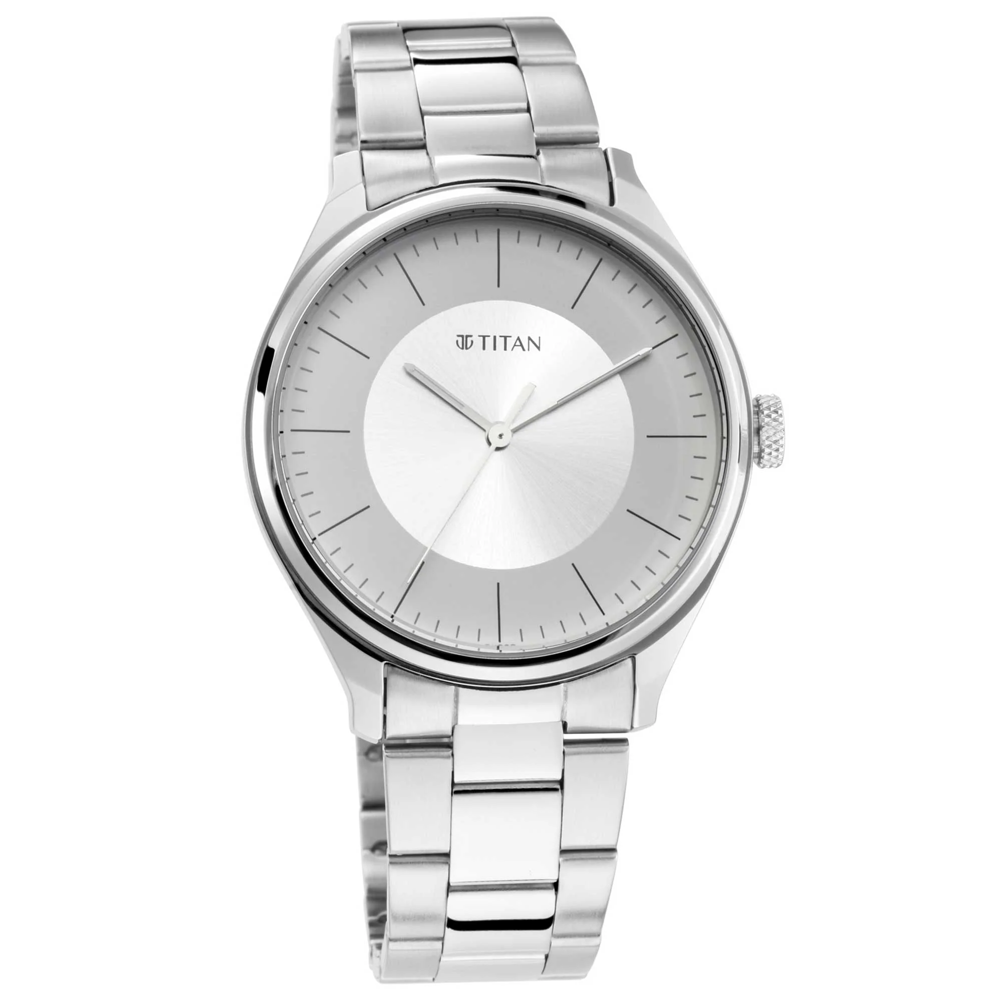 Workwear Watch with Beige Dial & Metal Strap - Image 2