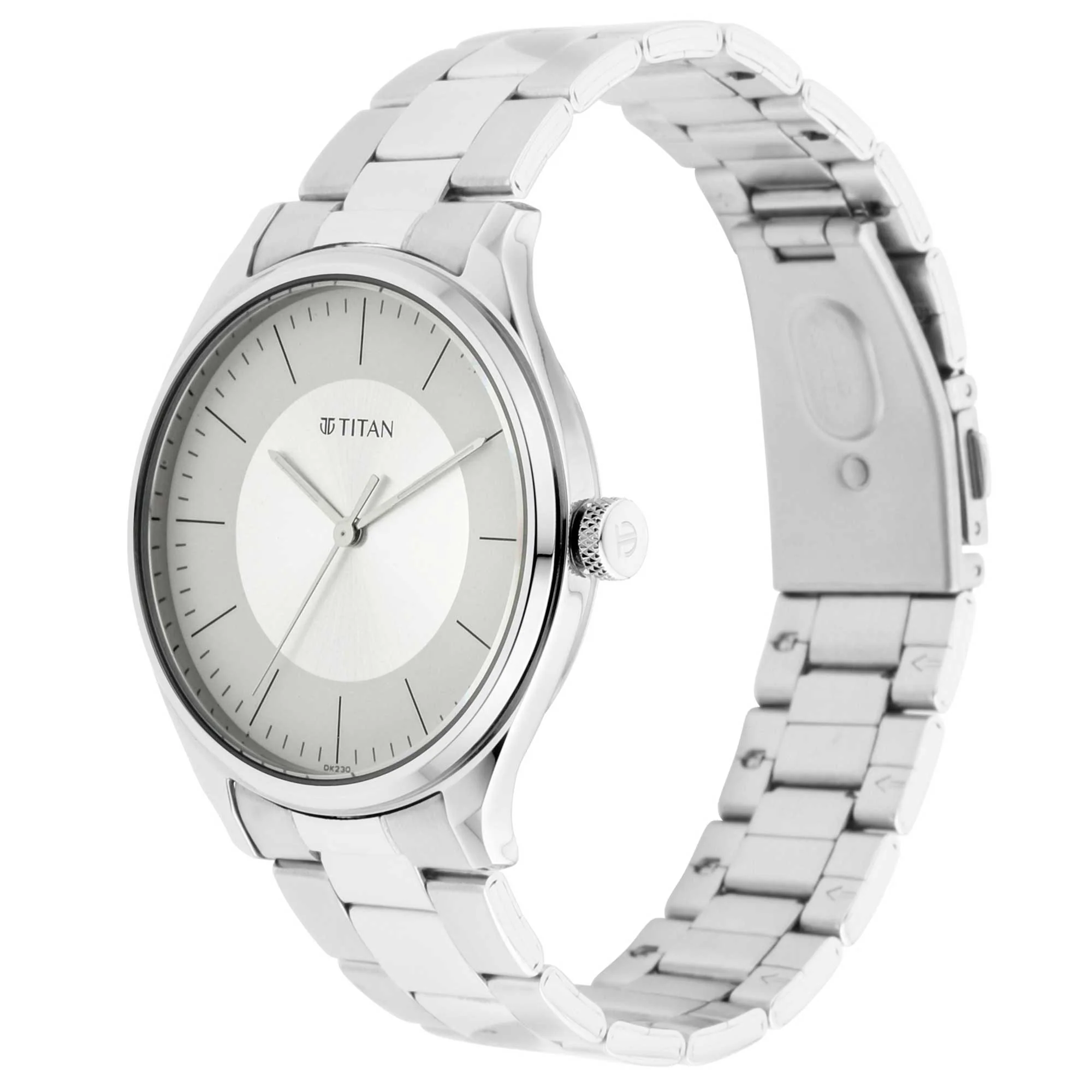 Workwear Watch with Beige Dial & Metal Strap - Image 3