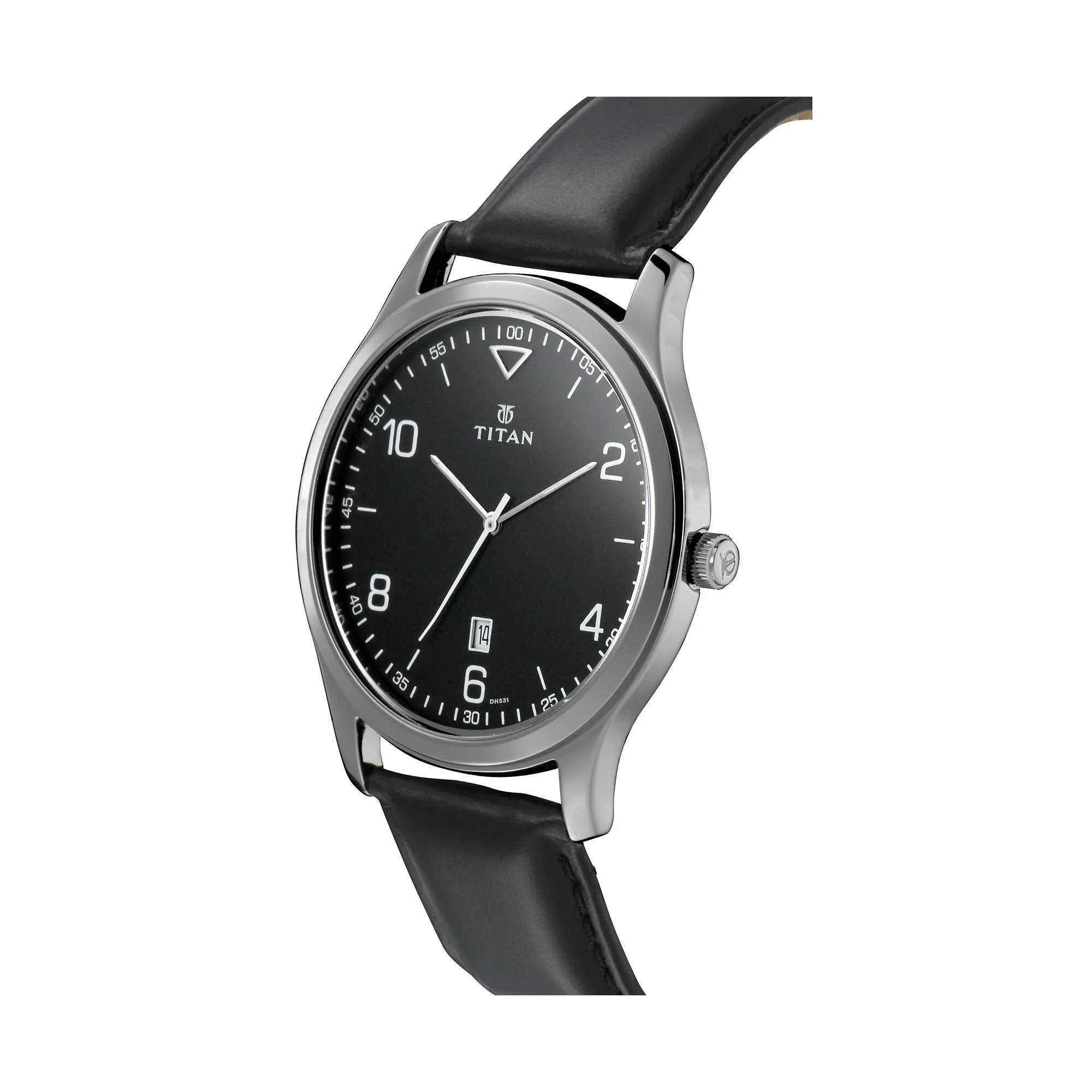 Titan Workwear Black Dial Analog with Date Leather Strap watch for Men - Image 2