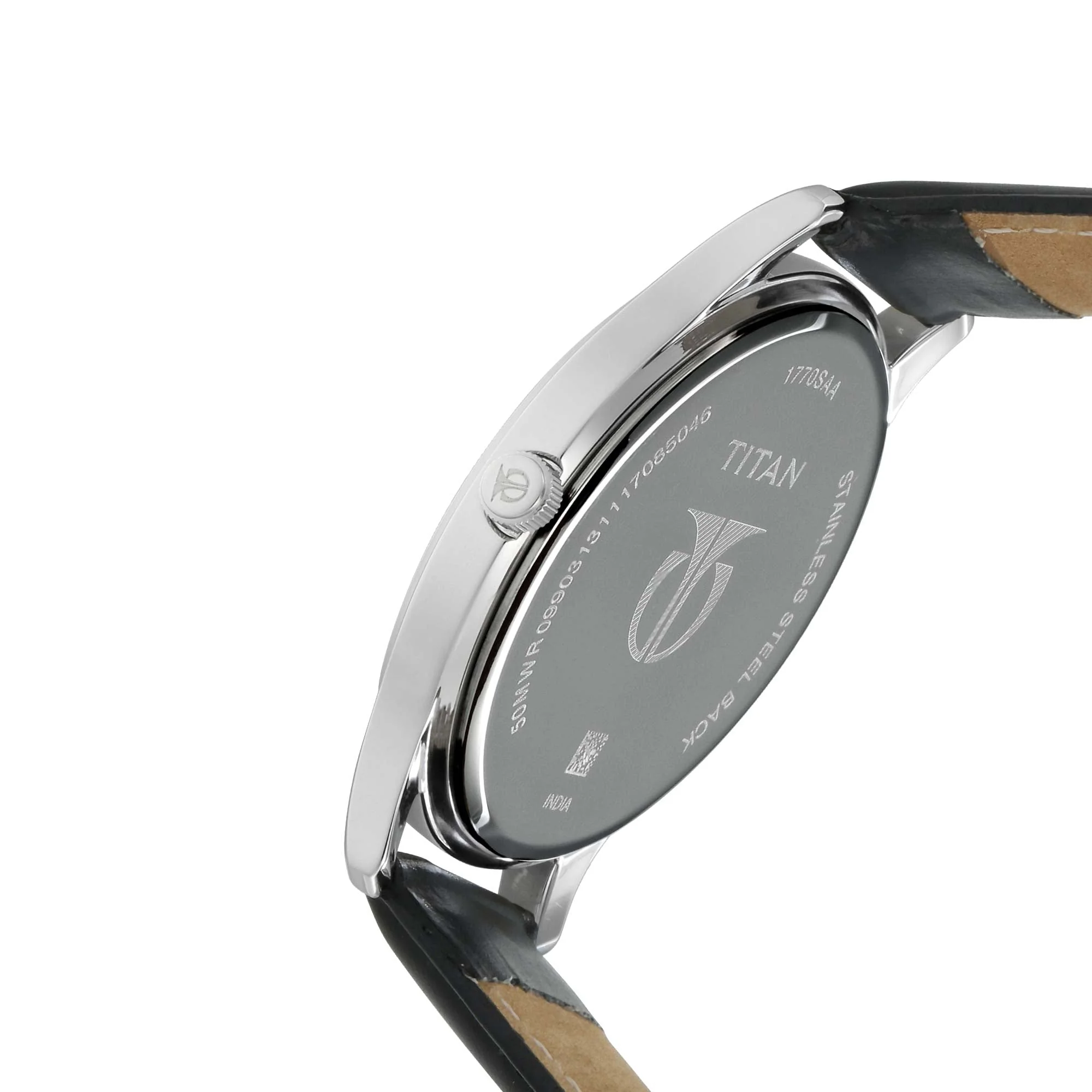 Titan Workwear Black Dial Analog with Date Leather Strap watch for Men - Image 3
