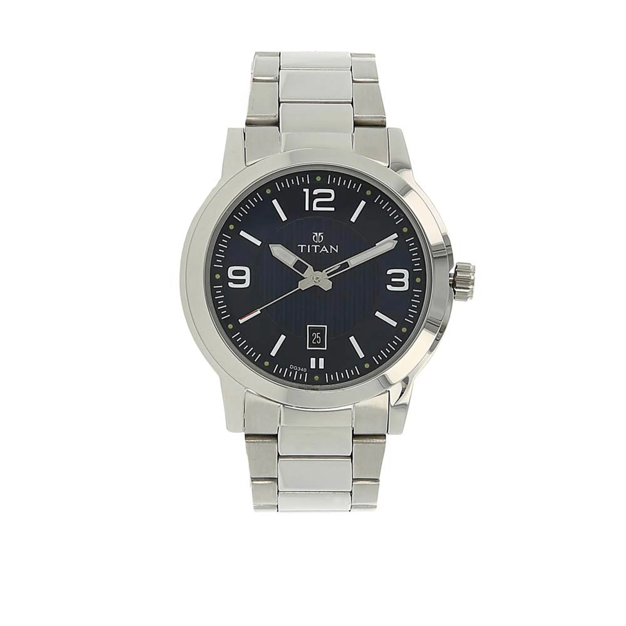 Titan Men's Urban Refinement: Sleek Blue Dial with Silver Stainless Steel Strap Watch - Image 2