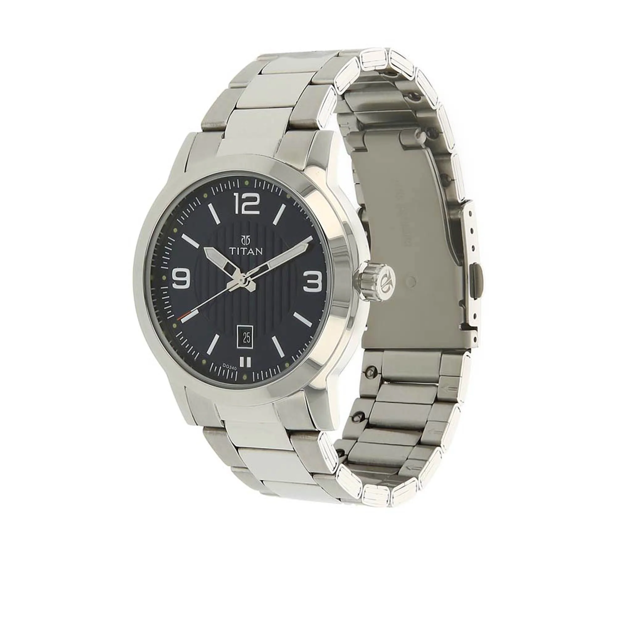 Titan Men's Urban Refinement: Sleek Blue Dial with Silver Stainless Steel Strap Watch - Image 3