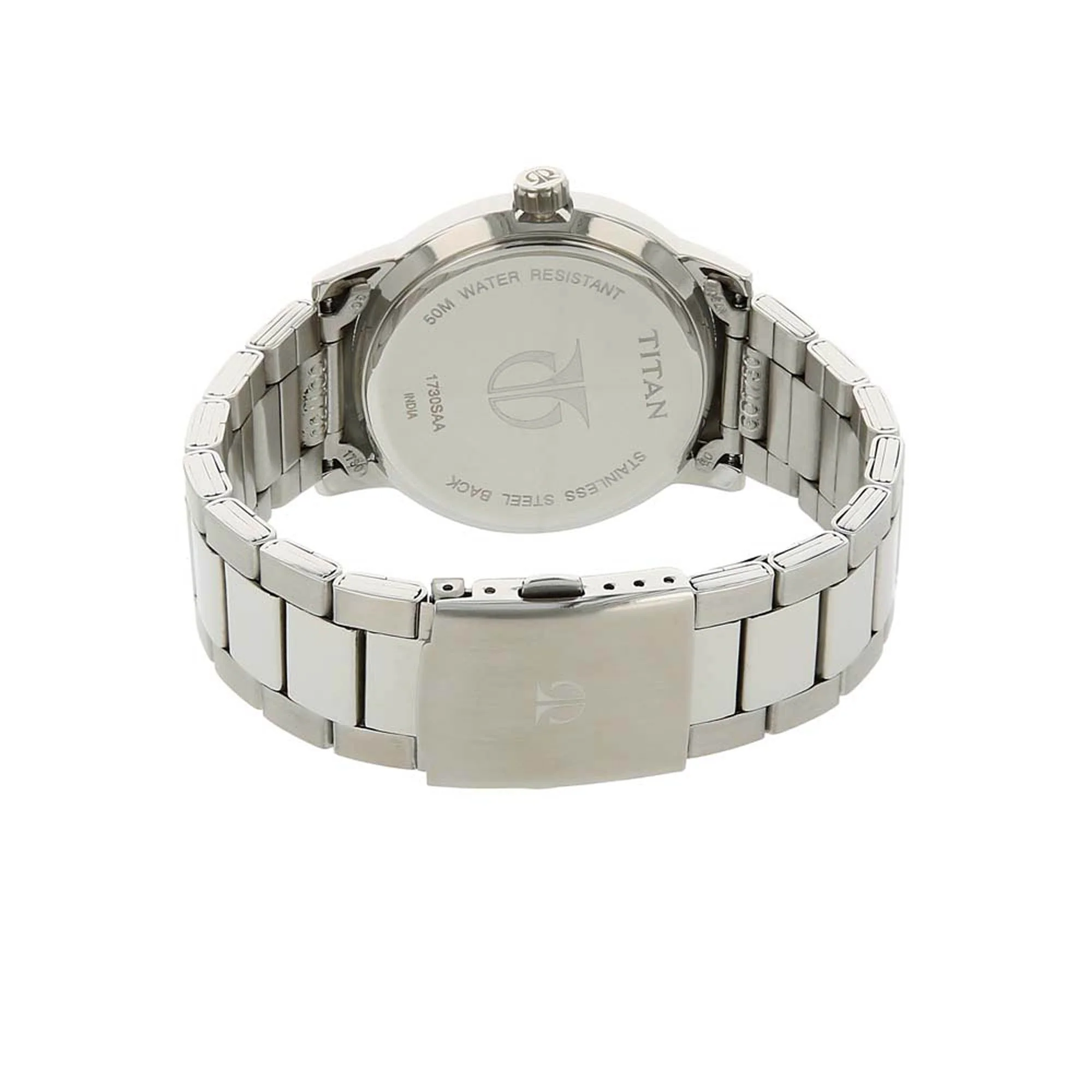 Titan Men's Urban Refinement: Sleek Blue Dial with Silver Stainless Steel Strap Watch - Image 5