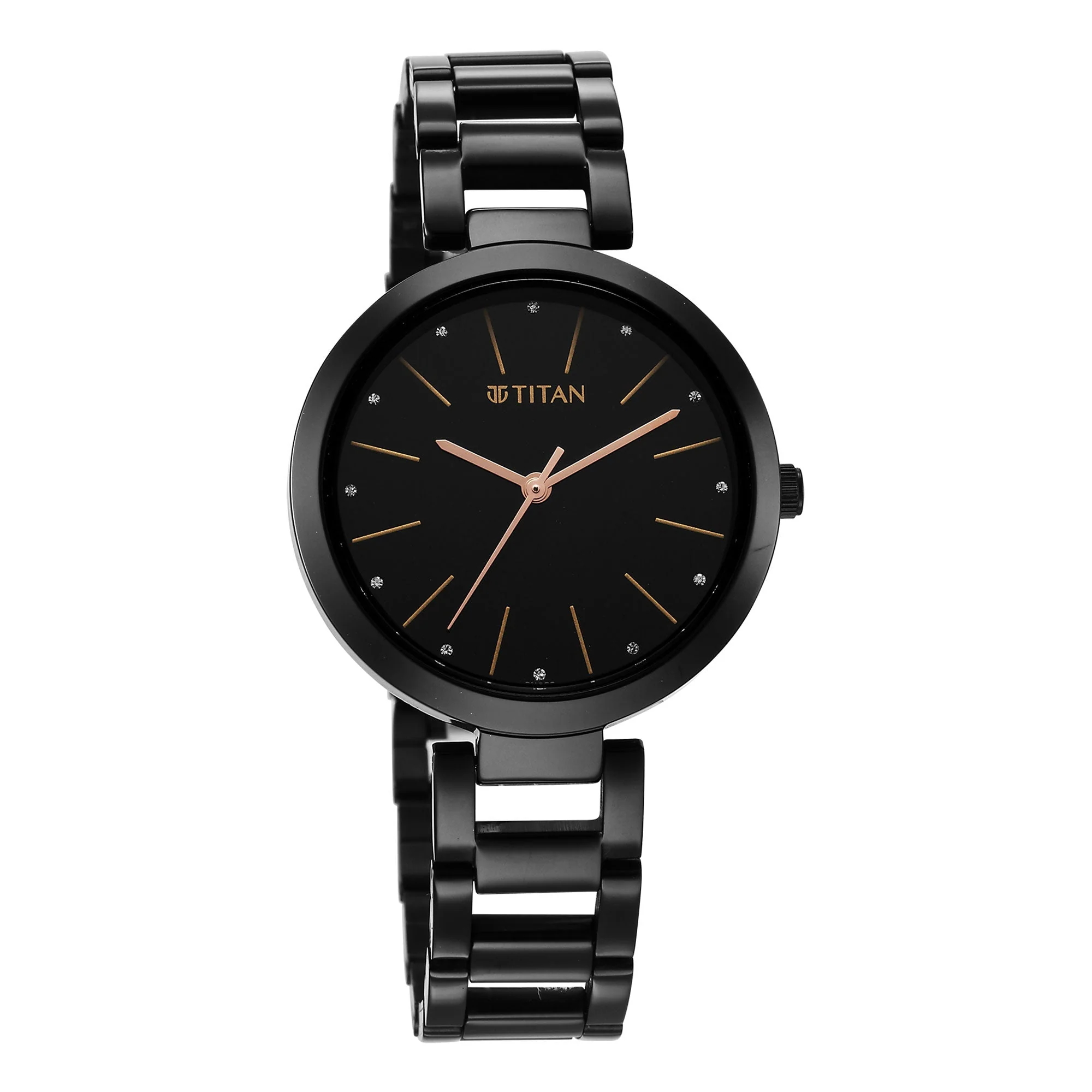 Titan Workwear Quartz Analog Black Dial Black Stainless Steel Strap Watch for Women - Image 3