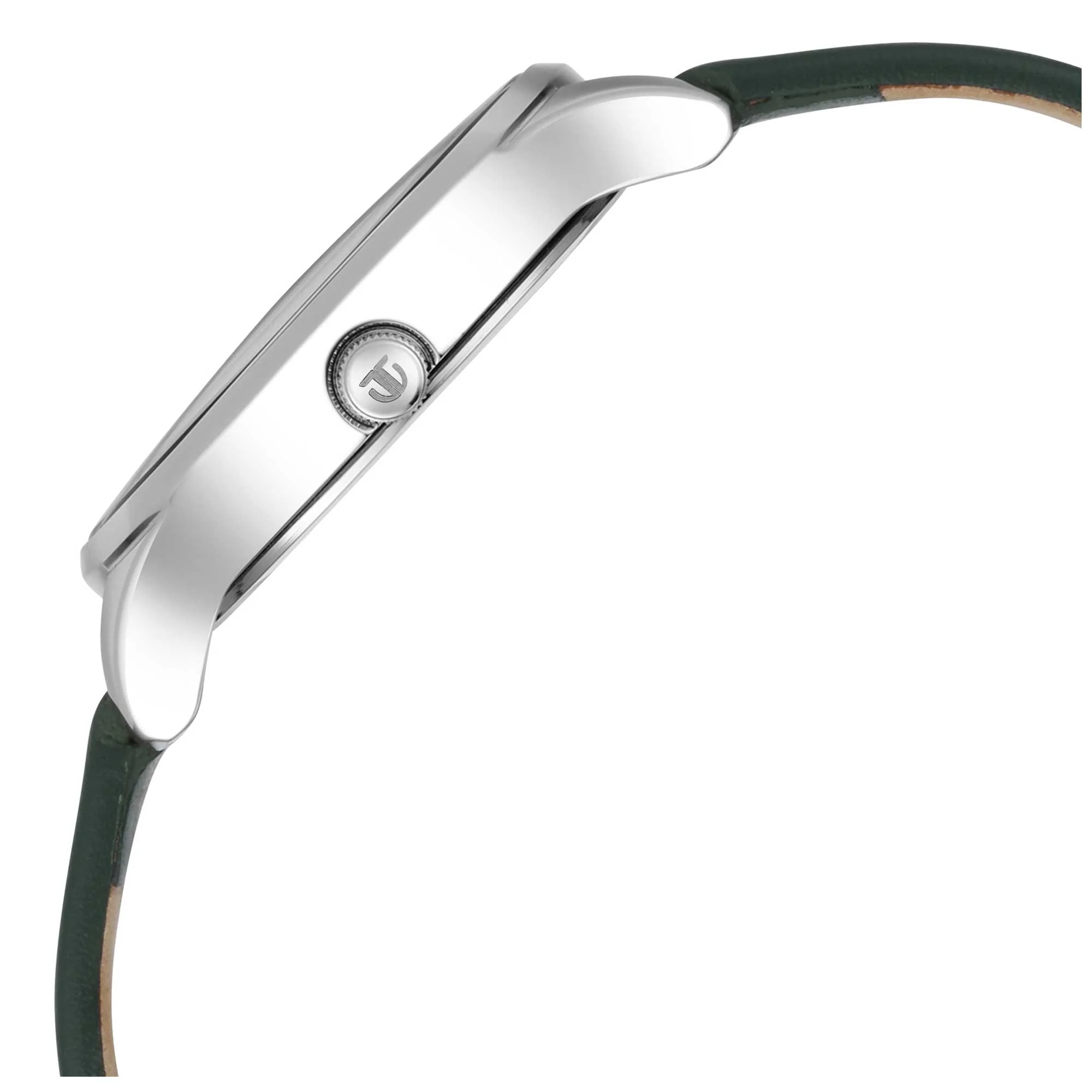 Workwear Silver Dial Green Leather Strap Watch - Image 3