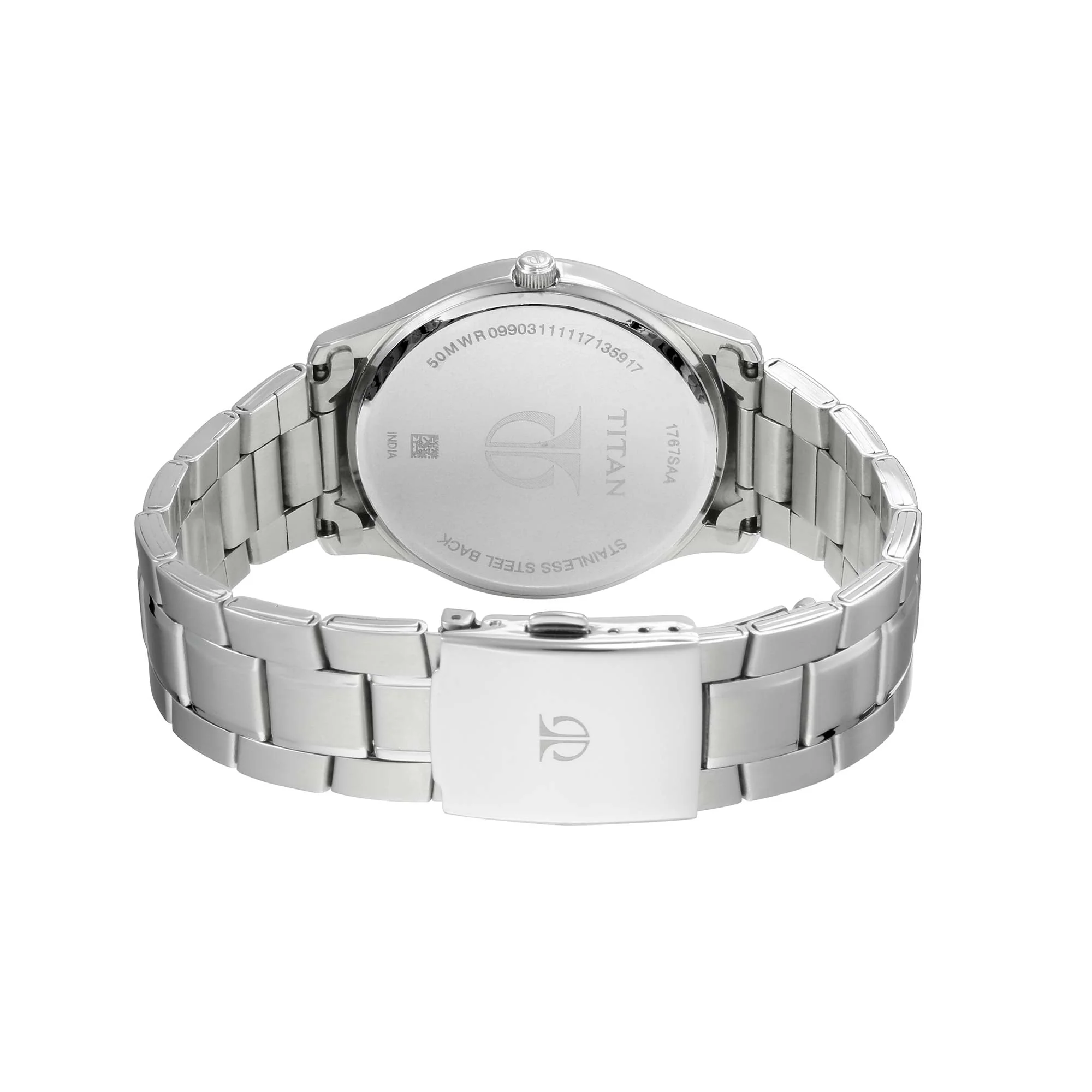 Titan Workwear White Dial Analog with Day and Date Stainless Steel Strap watch for Men - Image 4