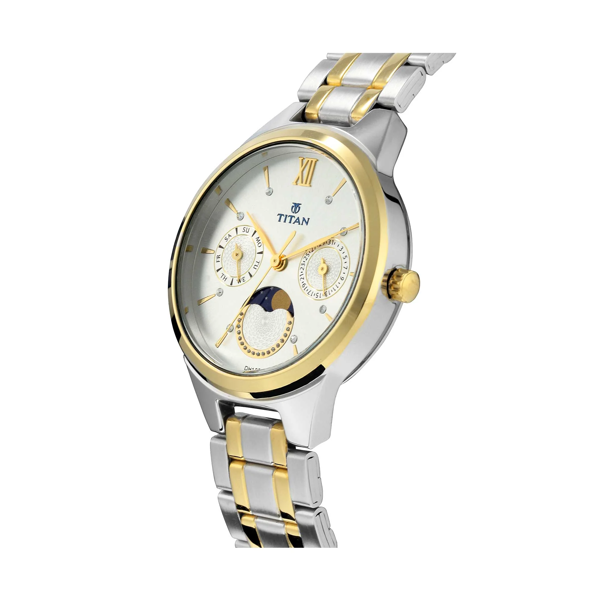 Titan Workwear White Dial Moonphase Stainless Steel Strap watch for Women - Image 3